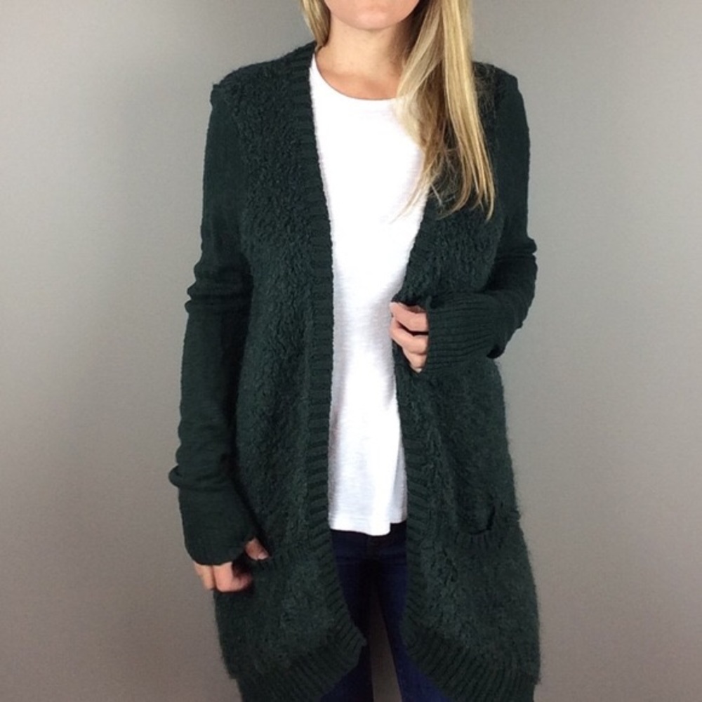 Anthropologie dark green sweater cardigan